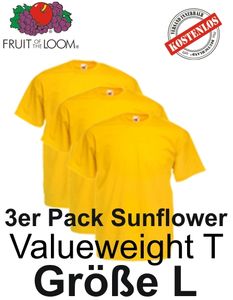 3er/5er/10er Pack Valueweight T Shirt Fruit of the Loom S M L XL 2XL 3XL Sunflower L 3er