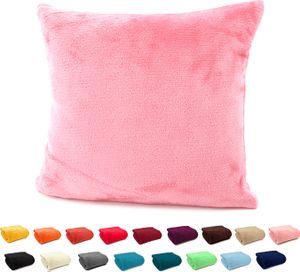 heimtexland ® Flanell Kuschel Kissen Super Soft Plüsch Deko Kissenhülle Typ380 Rosa 40 x 40 cm