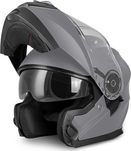 VINZ Santos Klapphelm mit Sonnenblende | ECE 22.06 & PINLOCK vorbereitet | Motorrad Helm Integralhelm | Motorradhelm Klappbar | In Gr. XS-XXL | Erhältlich in verschiedenen Farben - Matt Titanium | L (59 - 60 cm)