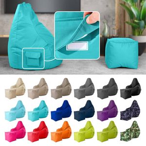 2er Sitzsack Set - Cozy Sitzsack + Cube Hocker - Türkis