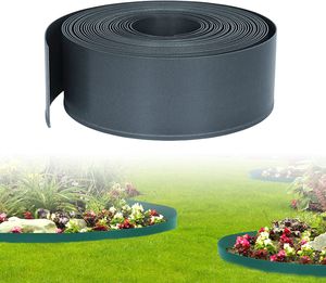 YARDIN Rasenkante Kunststoff Beeteinfassung 20m Garten Rasenkante Flexibel und Frei zu Biegen Anthrazit