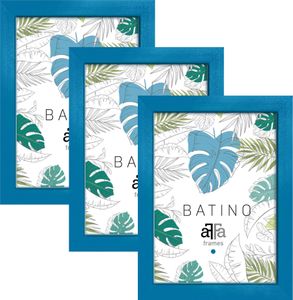 aFFa frames, Batino, Bilderrahmen aus Holz, mit Acrylglasfront, HDF-Hintergrund, Blau, 29,7x42 cm, 3er Set