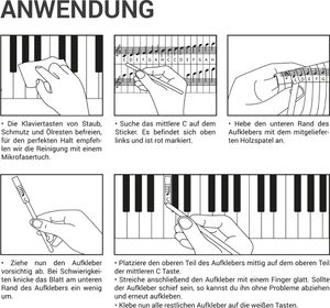 kwmobile Klavier Keyboard Noten Aufkleber - für 49 61 76 88 Tasten Instrumente - Transparente Vinyl Piano Sticker für weiße Tasten - mit Anleitung kwmobile Klavier Keyboard Noten Aufkleber - für 49 61 76 88 Tasten Instrumente - Transparente Vinyl Piano Sticker für weiße Tasten - mit Anleitung