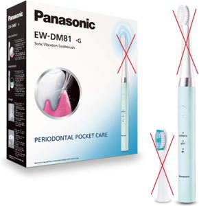 Panasonic Elektrische Zahnbürste EW-DM81-G503 Wiederaufladbar, Für Erwachsene, Anzahl der enthaltenen Bürstenköpfe 2, Anzahl der Zähneputzmodi 2, Sonic-Technologie, Weiß/Mint