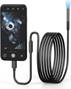 Endoskopická kamera s 6 LED diodami 1M Ø7,9 mm pro mobilní telefony, s pevným držákem, hákem, magnetem, vodotěsná, IP67, pro Android-iOS Type-C