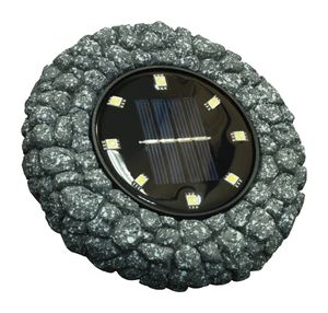 ezsolar Solar-Bodenstrahler, Stein-Design, Beige, 2er-Set