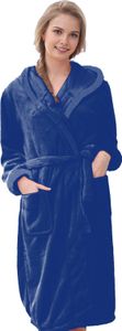 Winternachthemd für Paare, dickes Fleece, warm, mit Schnürung, verstellbarer Bund, Kapuzentaschen, gute Wasseraufnahme, mittellang, Damen-Homewear, Spa-Hotel-Bademantel