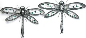 Kobolo Wanddeko Metall Libelle Dragonfly mit Acrylperlen XXL - 2er Set - 43x60x4 cm