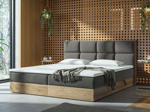 Mirjan24 Boxspringbett Euphoria, Polsterbett mit zwei Bettkästen, Doppelbett mit Topper (Soro 97 + Gold Craft Oak, Größe: 180x200 cm) Mirjan24 Boxspringbett Euphoria, Polsterbett mit zwei Bettkästen, Doppelbett mit Topper (Soro 97 + Gold Craft Oak, Größe: 180x200 cm)