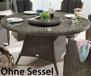 Destiny Gartentisch Luna 150 cm Grau Tisch Polyrattan Geflechttisch Esstisch - Ohne Sessel -