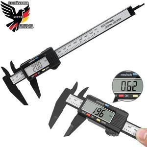 Digitaler Messschieber 0 - 150 mm Schieblehre Messlehre mit LCD Display Digital Elektronik Messwerkzeuge Batterie für Außen, Tiefen und Schrittmessung