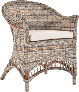 KRINES HOME  Rattansessel Landhaus Flechtsessel aus Natur-Rattan Rattan Sessel Korbsessel Wintergarten (Mehrfarbig, mit Polster)