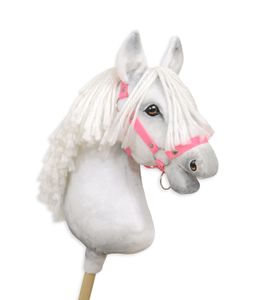 Realistisch Hobby Horse Steckenpferd Weiß Pferd mit Halfter und Zügel in Rosa von KleinBaby