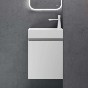 doporro® Badmöbelset Waschbecken-Unterschrank für Gäste-WC 46cm in matt weiß Design Waschplatz Wandmontage Pisa02