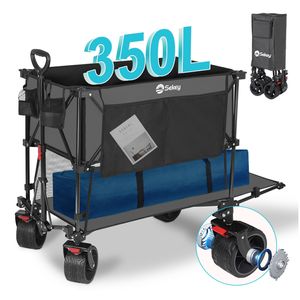 Sekey Bollerwagen Faltbar 4XL – Doppelstock 350L, Extra Stauraum für Faltpavillon, Grau