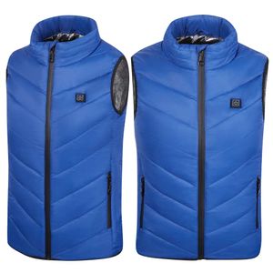 Beheizbare Weste Für Kinder 3 Temperaturanpassung Winterjacke Zip Steppjacken (Ohne Powerbank),Farbe: Blau,Größe:120cm