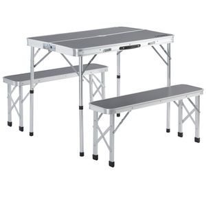 Homfa Campingtisch Klapptisch Gartentisch Falttisch mit 4 Stühlen aus Aluminium faltbar höhenverstellbar weiß 120x60cm 