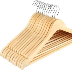 Kleiderbügel aus Ahornholz 16Stk, 360 Grad drehbar Kleiderbügel aus Holz, mit U-förmiger Rutschfester Haken, Anzugbügel Jackenbügel für Erwachsene Kleidung, Natur Ahornholz - 44.5cm
