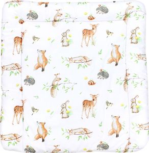 TupTam Baby Wickeltischauflage mit Baumwollbezug Gemustert, Farbe: Waldtiere/ Igel/ Reh/ Fuchs/ Kaninchen/ Beige, Größe: 70 x 60 cm