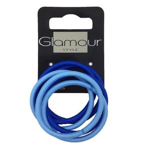 Hochglanz Kunststoff Haargummis - Blau, 6 Stück