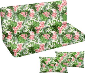 Hollywoodschaukel Auflage, 185x50x50, Glatt, Gartenbankauflage Sitzkissen Rückenkissen Matratze, Palm Hell [133]
