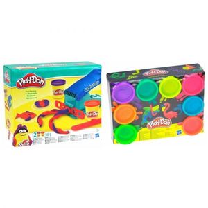 Play-Doh Fun Factory Knetpresse mit 8er Pack Neon Knete im Set