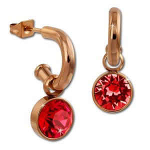 Amello Edelstahl Ohrringe Ohrhänger rot glitzernde Zirkonias rosegold ESOS51R