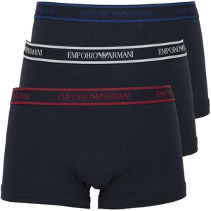 EMPORIO ARMANI 3P Herren Boxershorts Trunk Stretch Baumwolle Farbwahl Logo Rot Weiß Blau XL