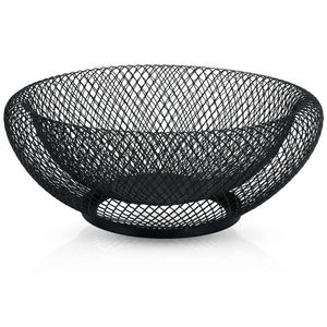 Intirilife Obstkorb aus Metall in Schwarz - Modische runde Obstschale Dekoschale doppelwandig für Obst, Gemüse u.v.m.