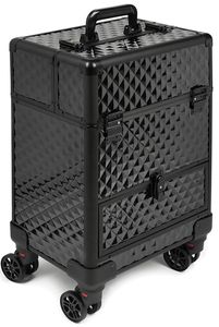 SEVICO Kosmetikkoffer Makeup Koffer Trolley Beauty Case Schminkkoffer Friseurkoffer Teleskop- und Tragegriff Samtfutter Trolley V6-BLACK SEVICO Kosmetikkoffer Makeup Koffer Trolley Beauty Case Schminkkoffer Friseurkoffer Teleskop- und Tragegriff Samtfutter Trolley V6-BLACK