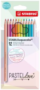 STABILO Aquarell-Buntstift aquacolor PASTELlove 12er Etui