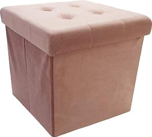 Style home Sitzhocker Sitzbank Aufbewahrungsbox mit Stauraum Faltbarer Sitzwürfel Sitztruhe Samt 38 x 38 x 38 cm pink