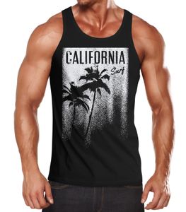 Cooles Herren Tank-Top California Surf Palmen Neverless® schwarz L
