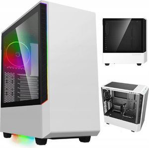 COIL PC skrinka, Panda T802,Mid-Tower ATX, tvrdené sklo, ARGB 12cm dúhový ventilátor, biela