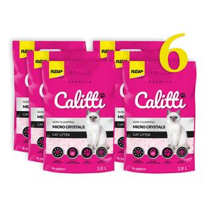 Calitti - Micro Silikat Katzenstreu | Premium Crystals Silikatstreu | Antibakteriell Katzensand | 6-er Set 6 x 3,8 L = 22 L