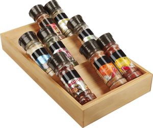 Kurtzy Bambus Gewürzregal Organizer - 3 Stufen (38 x 20 x 5 cm) Gewürzregal Bambus Holz Abgeschrägt Kräuter für Gewürzregal Schublade und Schrank,
