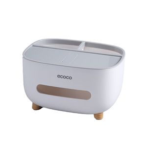 Multifunktionale Taschentuchbox mit Schlitz für Kleinigkeiten, ABS, geruchlos, Taschentuchbehälter, Heimdekoration-Grau