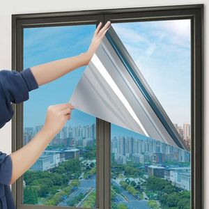 Sonnenschutzfolie, Wärmedämmung Fensterfolie Tönungsaufkleber, Reflektierende Sichtschutzfolie für das Home Office, 50*200cm, Blau grau