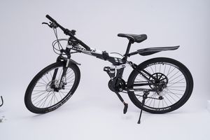 26palcové horské kolo skládací městské kolo 21 rychlostí skládací kolo s kotoučovými brzdami pro chlapce dívky (černá + bílá)