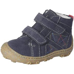 RICOSTA Boots DAVIS mit flauschiger Wolle echt Leder Winterschuhe Klettverschluss Barfuß-Schuh Jungen Mädchen uni see Blau Größe 23