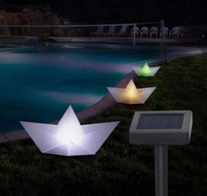 LED Solar Blumenstecker Gartenstecker Deko 'Papierboot' Erdspieß warmweiß H33cm