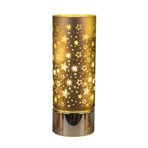 LED Deko Licht, Tischlampe CHOCOLATE STARS H. 25cm braun gold Glas Formano W23
