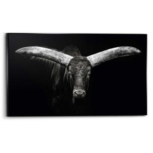 Gerahmtes Bild Schattenfugenbild Ochse Tier - Bulle - Stier - Hörner