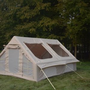 AIORBER Campingzelte, durchgehendes Stretch-Gewebe, Balkengestell, Kapazität 7-8 Personen, Einfacher Aufbau,sechs Fenster, für Camping, Outdoor, Beige