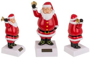 Solar Weihnachtsmann mit Glocke, Wackelfigur Solarfigur, Wackelkopffigur Feiertag