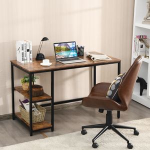 COSTWAY Schreibtisch Industrie Design, Computertisch mit Regal, Bürotisch PC-Tisch Arbeitstisch fürs Büro, Arbeitszimmer, Wohnzimmer 120x60x75cm