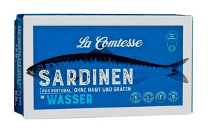 Sardinen naturell in Wasser ohne Haut und ohne Gräten, 125 g