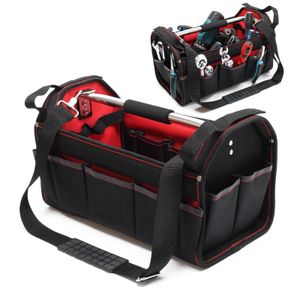 Wiltec Werkzeugtasche Größe L 33x18,5x25 cm, Werkzeugbeutel mit verstellbarem Schultergurt und Tragegriff, Innen- und Außenfächer, Aufbewahrungstasche