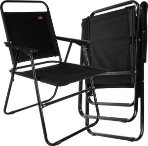 TRIZAND Angelstuhl Faltbar mit Armlehnen Schwarz bis 150 kg Aus Oxford-Stoff und Eisen - Campingstuhl Faltbar für Angler, Garten, Camping & Freizeit 25470