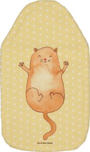 Mr. & Mrs. Panda Wärmflasche Katze Umarmen - Gelb Pastell - Geschenk, Katzenfreund, Katzenfan, Körnerkissen, Wärmflaschenbezug, Cat, Kater, Wärmekissen, Kinderwärmflasche